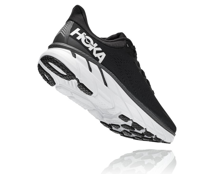 Running Shoes Mens - Hoka One One Clifton 7 - Black/White - HXIEJVT-59